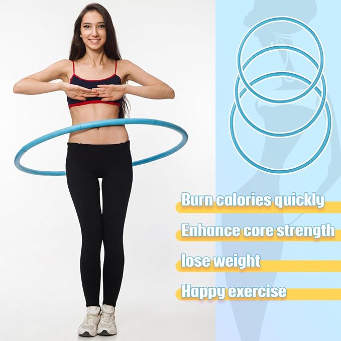 Exercise Fitness Hoop for Women 37 Inch Removable Adjustable Weighted Hoop Suitable for Adult Weight Loss and Home Fat Burning Exercise Workouts Gym