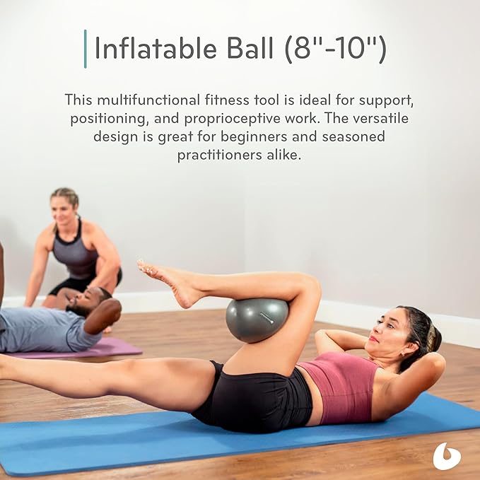 Balanced Body Inflatable Ball, Exercise Ball for Stability, Core Strengthening, and Fitness, Pilates Equipment for Home Gym or Studio Use, 8 Inches to 10 Inches, Storm Gray