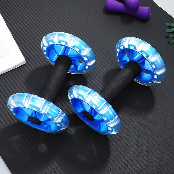 HEMOTON Dual Wheel Fitness Roller Ab Wheel for Tummy Shaping and Core Strengthening, Blue Exercise Device for Weight Loss and Home Workout