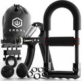 Hand Grip Strengthener Kit with Wrist Strengthener - Ultimate Hand Exerciser Set for Forearm Workout, Adjustable Grip Strength Trainer, Stress Relief Ball, Exercise Ring, Training and Recovery (BLACK)