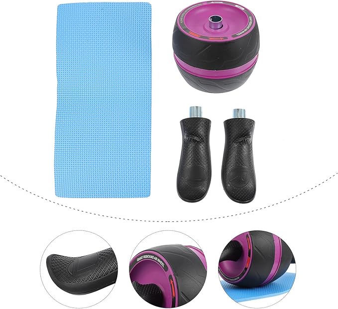 PRETYZOOM Automatic Rebound Ab Roller Wheel for Home Gym Core Strength Training Non-slip Abs Fitness Equipment for Men and Women Silent Exercise Roller for Abdominal and Back Workouts