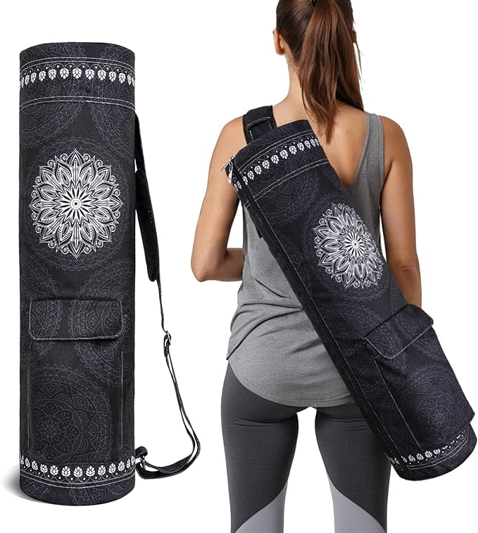 Yoga Mat Bag Full-Zipper Yoga Mat Carrier with Extra Wide Adjustable Strap 2 Multi-Functional Storage Cargo Pocket Stylish & Functional Yoga Bag Pilates Bag for Women & Men