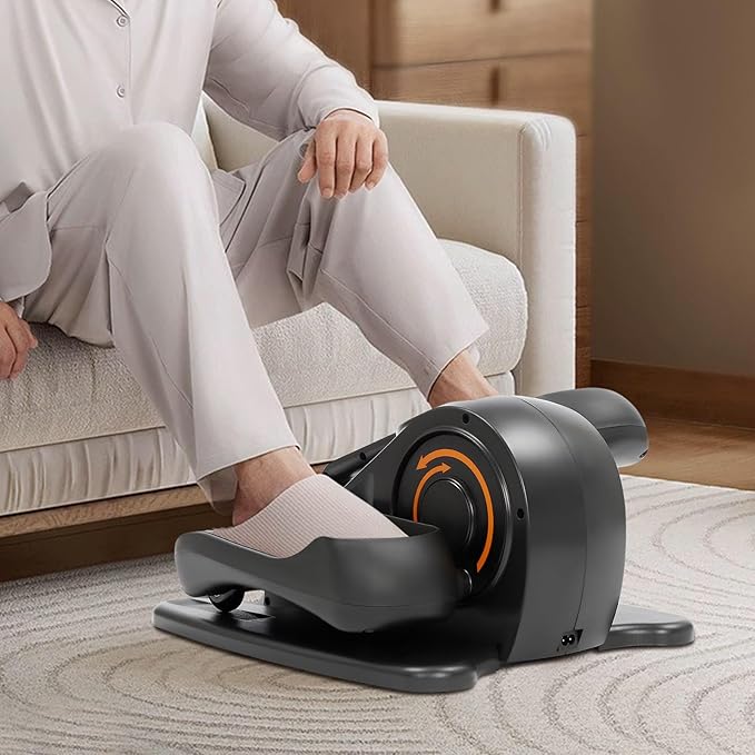 Under Desk Elliptical Machine, Foot Pedal Exerciser for Home Workout,with Remote Control,Tone Muscles, Energy Boost - Mini Foot & Leg Exerciser While Sitting for Seniors(Black)