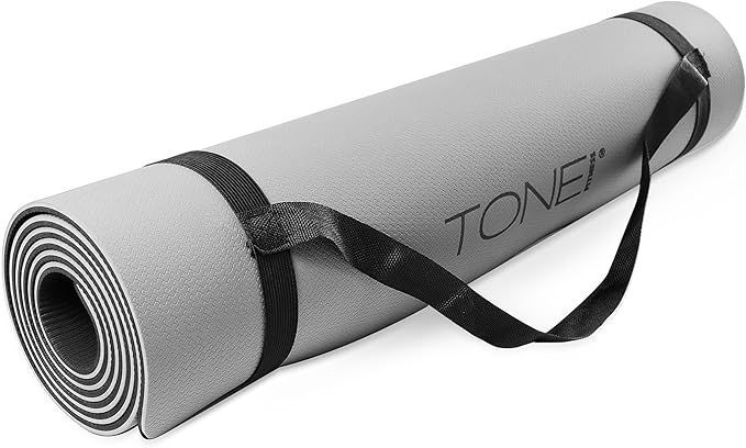 TONE Fitness Yoga Mat 1/4" Thick Non Slip Exercise & Pilates Mat for Home Workouts with Carrying Strap | Multiple Options