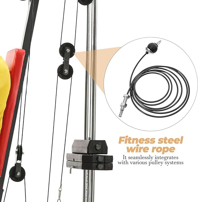 Fitness Pulley Cable Rope 5mm Thick Steel Wire with Limit Ball and Screw, Gym Pulley System Attachment for Home Strength Training and Weight Lifting Equipment