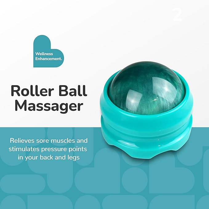 BioSwiss Roller Ball Massager, Handheld Full Body Massage Tool for Back, Legs, and Muscles