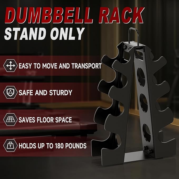 Dumbbell Rack Stand Only,Small Weight Rack,4Tier Compact A-Frame Dumbbell Rack With Handle,Weight Holders For Free Weights,Weight Tree Rack For Women Home Gym(Dumbbells not included)