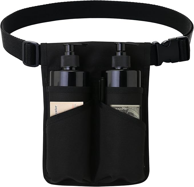 Tuhaoge Massage Bottle Bag,Massage Oil Holster for 2 Bottle s,Lotion Holster,Massage Therapist,Massage Oil Holster, Massage Lotion (TH-XJ-2 bottle-Black)