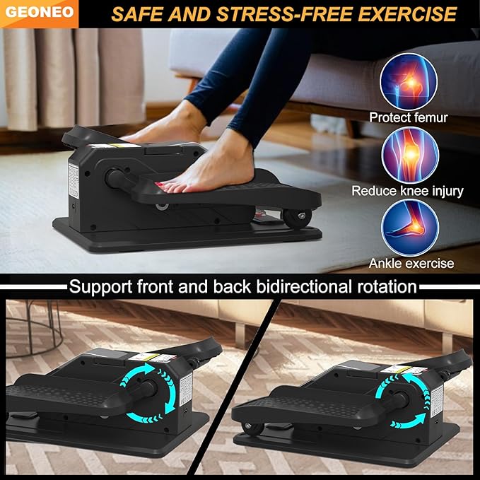 Under Desk Elliptical Machine, Electric Elliptical Exerciser for Senior, Quiet and Small Electric Seated Pedal Exerciser for Home with Remote Control and 12 Adjustable Speeds