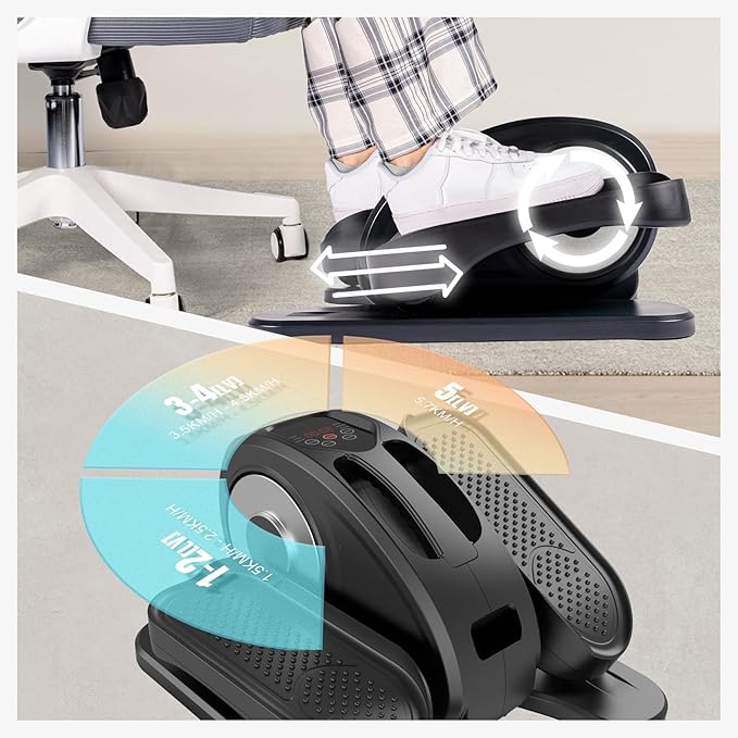 Under Desk Elliptical Machine, Portable Elliptical Ellipse Leg Exerciser for Seniors Quiet Electric Foot Pedal Exerciser for Home with Remote Control