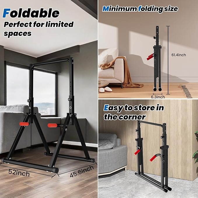 DOBESTS Power Tower Pull Up Bar Free Standing, Adjustable Foldable Pull Up Station, Home Gym Strength Training Equipment 700LBS
