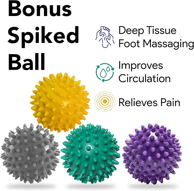 ProHeal Pink Plantar Fasciitis Relief Foot Rocker - Calf Stretcher with Spiked Ball Massager - Achilles Tendonitis Calf, Foot, Heel, and Ankle Stretcher - Lower Leg Pain Relief