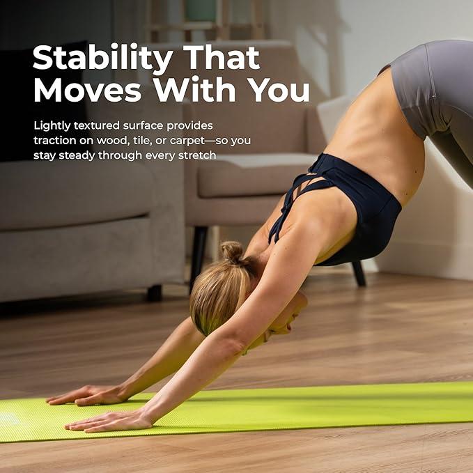Sunny Health & Fitness Non-Slip Yoga Mat – Durable, Anti-Tear, Lightweight, Cushioned Support for Yoga, Pilates, Stretching Exercises, Meditation and Floor Workouts | Multiple Sizes & Colors