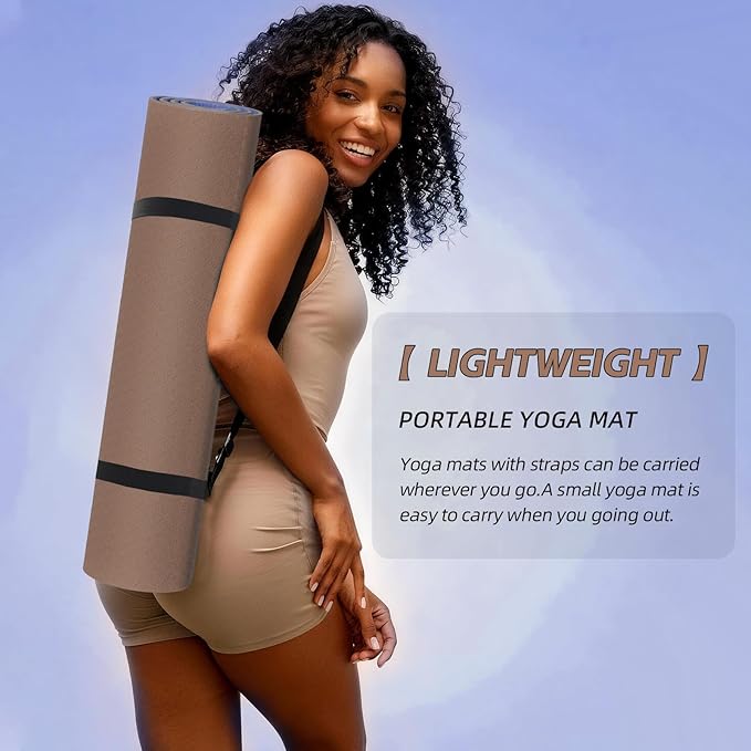 Extra Thick Yoga Mat -0.4Inch(10mm),Non-Slip Yoga Mat, 72"x24" Exercise & Fitness Mat with Carrying Strap, Workout Mats for Yoga, Pilates and Floor Exercise