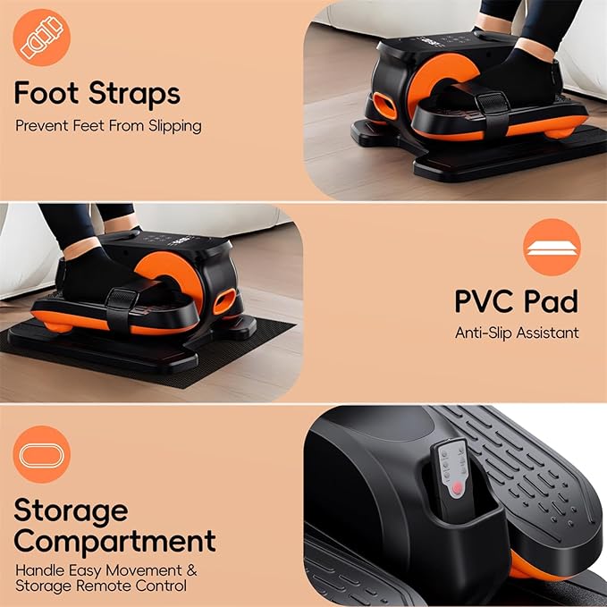 Under Desk Elliptical Machine,Foot Exerciser for Seniors Fully Assembled, Quiet & Portable Electric Seated Pedal Exerciser with Remote Control & 12 Adjustable Speeds