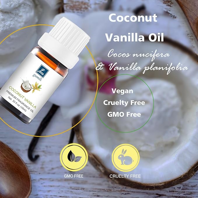 Coconut Vanilla Essential Oil - Natural Perfume for Aromatherapy, Perfume Making, Candles, Soap, Room Spray, Diffuser Blends - Organic, 10mL Undiluted - Pack of 2