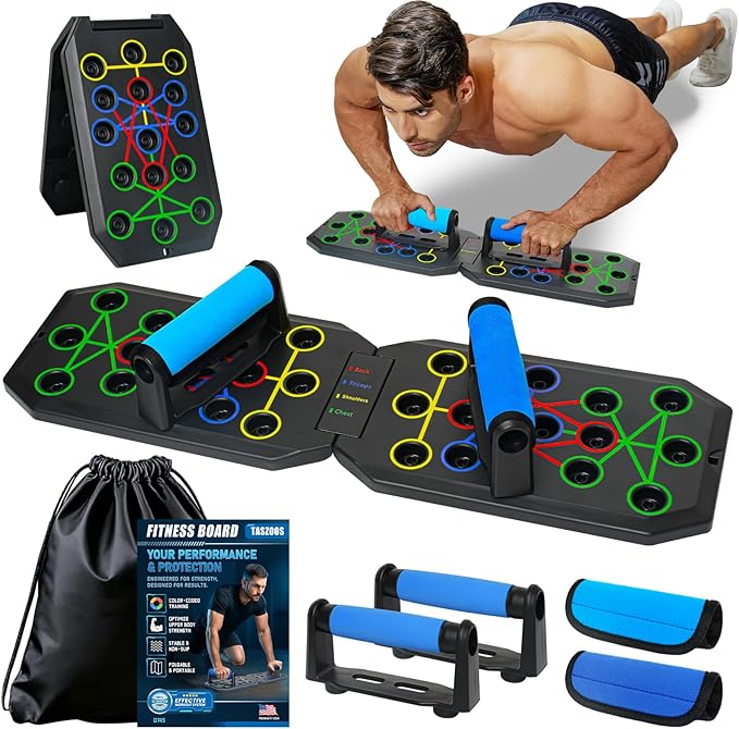 Push Up Board Fitness - Portable Foldable Pushup Board - 20 in 1 Push Up Bar at Home Gym - Strength Training Equipment for Men and Women