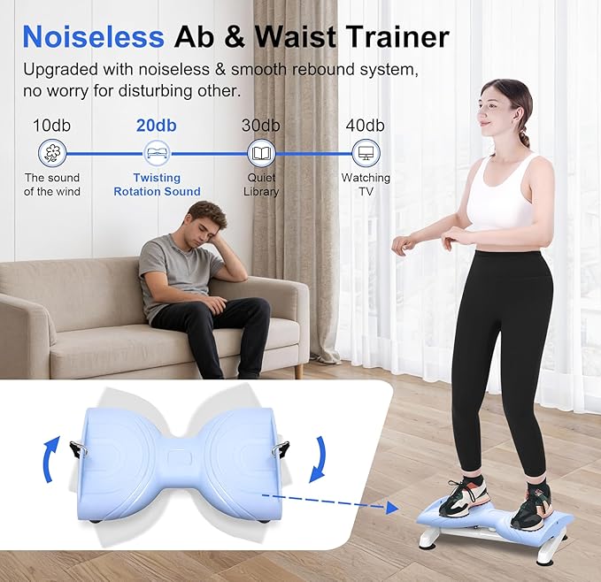 KESHWELL Waist Twisting Machine,Ab Twist Board For Weight Loss&Waist Slim,Ab Machine with Pilates Bar,Noiseless Waist Trainer For Women & Men, 330 Lbs Capacity At Home Workout Equipment.