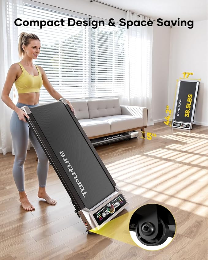 Walking Pad with 10% Incline, 3.0HP Brushless Quiet Under Desk Treadmill, Portable Treadmills for Home/Office, Running Machine 300 lbs Capacity with RGB LED Screen, Remote Control/App Control