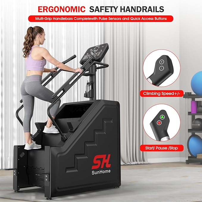 SunHome Stair Stepper Machine, Commercial Grade Stair Climber with 15 Resistance Levels, Stair Master for Cardio and Lower Body Workouts, LED Screen, 15-164 Steps/Min (SH-401)