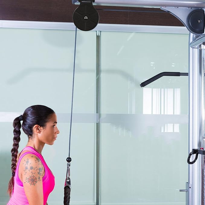 Heavy Duty Gym Cable Pulley System with Traditional Locking Pulley Head for Strength Training and Arm Workout Equipment for Cable Weight Lifting