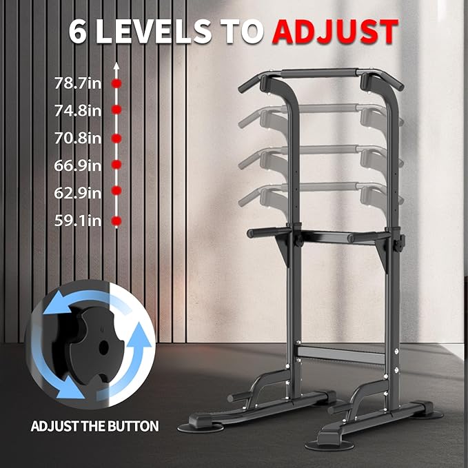 Pull Up Dip Station For Home Gym Strength Training Fitness Workout Station Chin-Ups Push-Ups Pull-Ups Dip-Ups 330LBS T055CDC