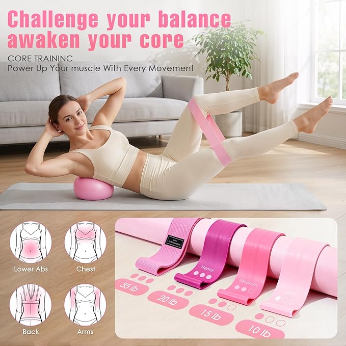 Pilates Equipment, Pilates Kit for Home Workouts, Home Pilates Essentials Kit for Women with Pilates Ring and Ball Set, Socks, ankle resistance bands with cuffs, Resistance Band and Massage ball...