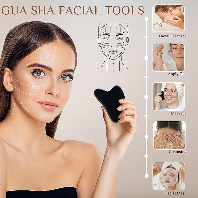 Hot Stones for Massage Essential Basalt Massage Stones Gua Sha Facial Tools, Massage Tools for Professional or Home SPA, Relaxing, Healing, Pain Relief