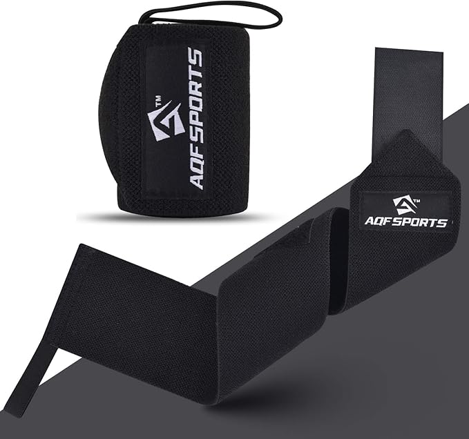 AQF Wrist Wraps for Weightlifting - USPA & IPL Approved 18" Gym Wrist Support with Thumb Loop - Heavy Duty Lifting Wrist Straps for Fitness, Workout, Powerlifting, & Bodybuilding (Pair)
