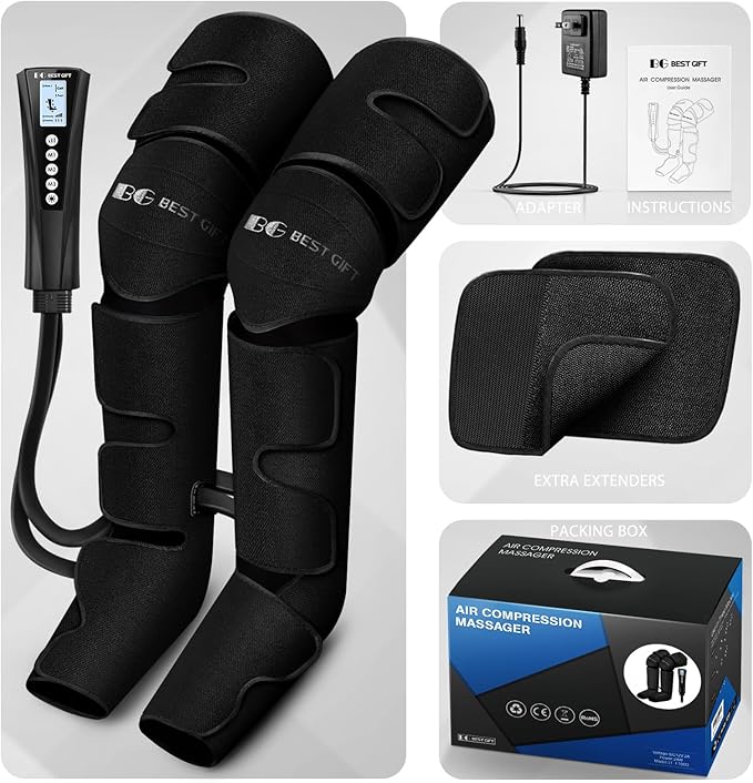 Mother's Day Gifts for Mom, Women, Dad, Men, Him, Her, Father's Day, Christmas, Air Compression Massager with Heat for Comprehensive Leg and Foot Therapy, Helpful for Varicose Veins, Cramps, Edema