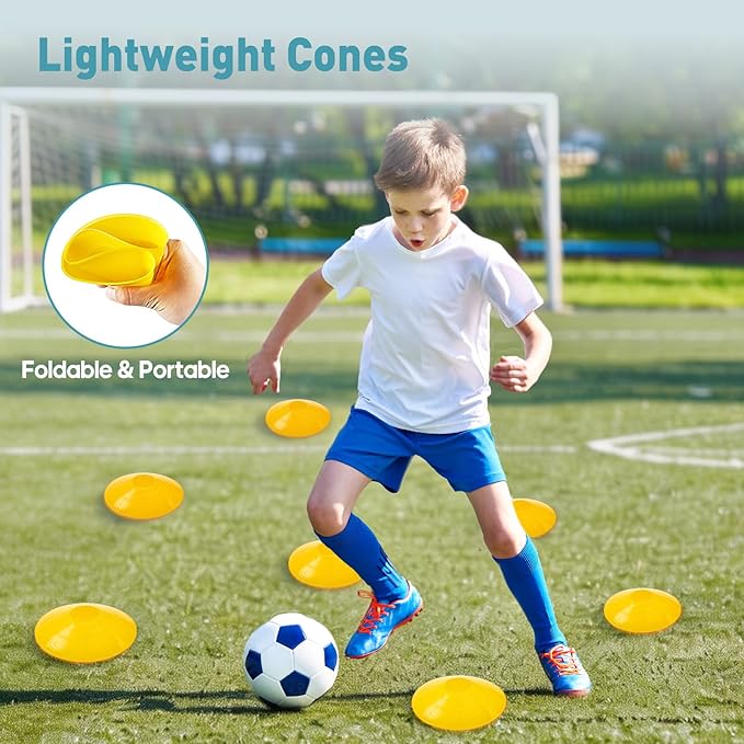 OLIXIS Soccer Agility Training Equipment Set- 20 ft Speed Ladder, 12 Soccer Cones, 4 Agility Hurdles, Jump Rope, Resistance Parachute Speed Training Equipment for Kids, Youth, Adults
