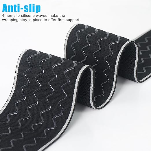 Luwint 60 Inch Long Elastic Bandage Wrap, 1-Pair Non Slip Compression Support for Ankle Calf Elbow, Ideal for Gym Workout Weightlifting Training Sports Basketball Football Soccer Tennis Running
