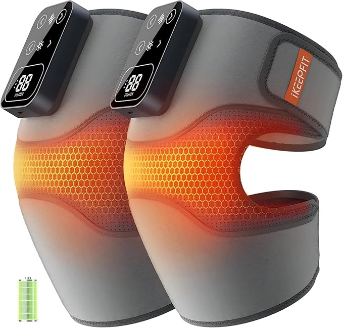 Cordless Knee Massager with Heat Vibration for Pain Relief, MAXwarm 4.0[2026 Upgraded] - Electric Heated Knee Brace with 5 Heat Levels and 3 Massage Mode, Gifts for Men Women (Grey, Pair)