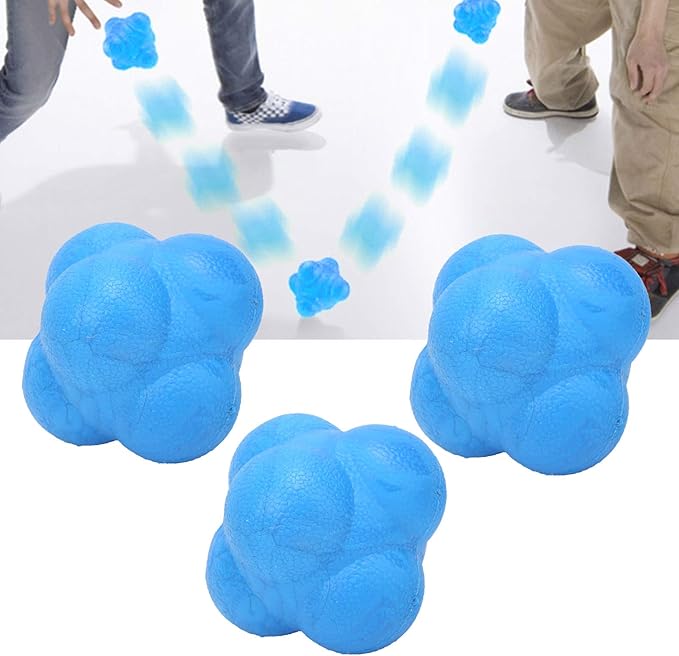 Reaction Ball, Hex Bounce PR Coordination Reflex Exercise Sports Fitness Training Ball 3pcs