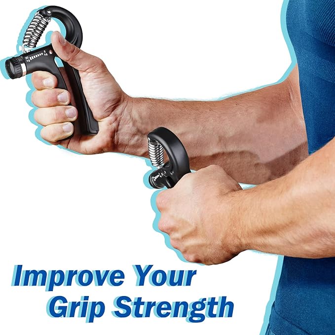 AIXPI Grip Strength Trainer, Hand Grip Exerciser Strengthener with Adjustable Resistance 11-132 Lbs (5-60kg), Forearm Strengthener, Hand Exerciser for Muscle Building and Injury Recover 2 Pack