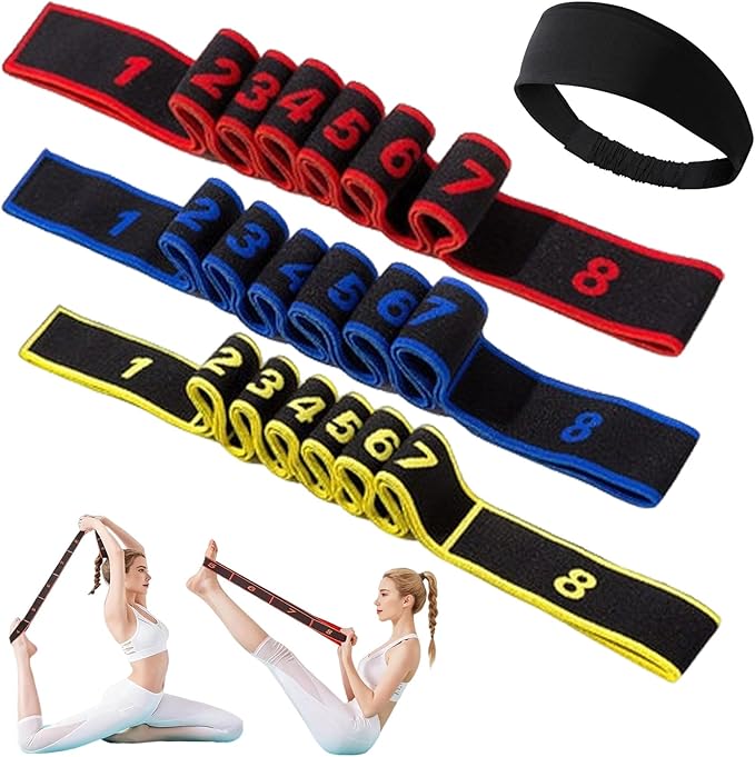 Fitness Resistance Band for Stretching and Yoga, Fashion Puller Exercise, Fitness Resistance Bands with Handles, Adjustable 8 Segment Numbered Resistance Band for Full Body