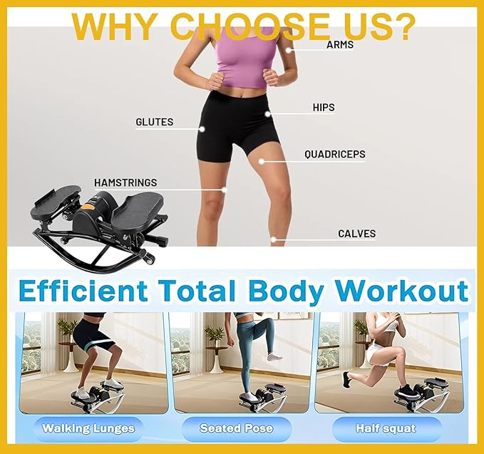 Rock Stepper Side to Side Lateral Rocking Stepper Side To Side with Digital Display（𝟒-𝟖 𝑫𝑨𝒀 𝑫𝑬𝑳𝑰𝑽𝑬𝑹𝒀）Rock Stepper Exercise Machine With Resistance Bands,Home Workout Machine (PINK, SETS)