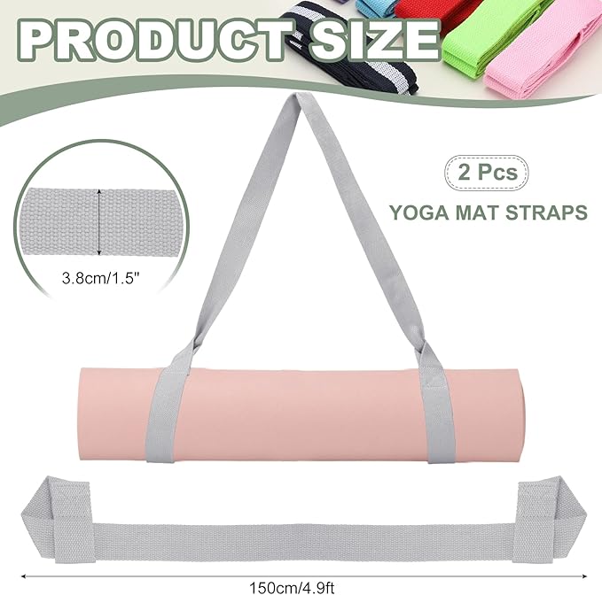 Yoga Mat Straps for Carrying, Adjustable Exercise Mat Sling Holder Multi Purpose Mats Carrier
