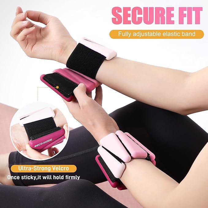 Ankle Weights for Women Wrist Weights Set of 2 (1 lb/2 lb Each) Adjustable Arm Leg Weight for Womens Men Suitable for Walking Swimming Running Pilates Yoga Gym