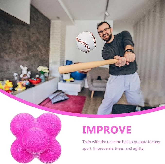 Mikinona Hexagonal Reaction Training Ball 7cm Purple Silicone Agility Exercise Ball for Speed Reflex Indoor Sports Fitness and Baseball Training