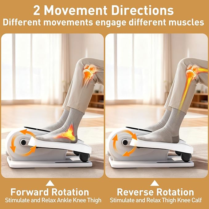 Under Desk Elliptical Exercise Machine, Electric Ellipse Leg Exerciser as Seen on TV, 15 Speeds Foot Exerciser While Sitting for Seniors, Portable Seated Pedal Exerciser for Home Office, Gifts