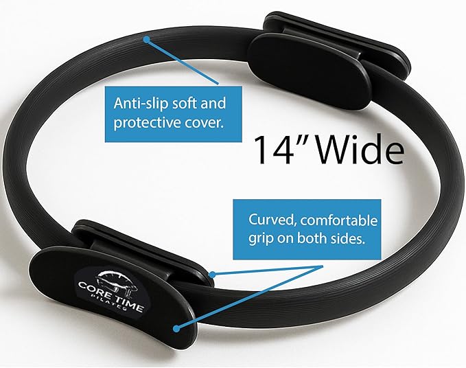 Pilates Ring and Exercise Guide- 25 Magic Circle Exercises Included- Photos and Videos by Pilates Instructor- Full Website Access Included - with Resistance Band and Bag.