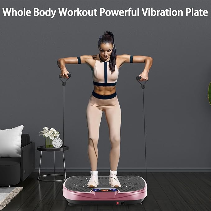 Vibration Plate Fitness Platform Exercise Machine, Vibrating Full Body Workout Vibrate Stand Board with Adjustable Speed for Weight Loss for Women Men