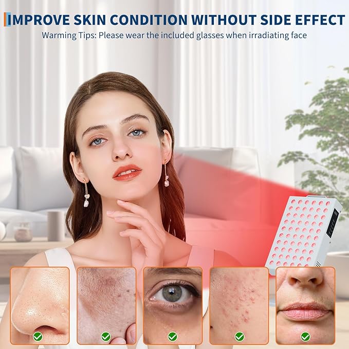Red Light Therapy for Face and Body, Red Near Infrared Light with Timer and Stand, 60 Dual Chip LEDs, High Power Output Red Light Panel for Skin, Pain, Energy, Recovery, Performance, RT 300(NO Base)