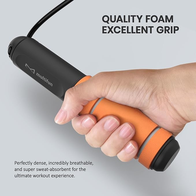 multifun Digital Jump Rope with Smart Counter & Timer - Adjustable Speed Skipping Rope for Fitness, Weight Loss, Boxing, MMA - Tangle-Free Ball Bearings & Anti-Slip Handles for Men, Women, Kids