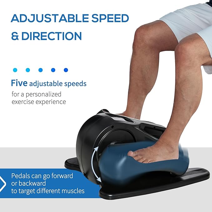 Soozier Under Desk Elliptical Exercise Machine, Powered Ellipse Leg Exerciser, Mini Rehabilitation Bike with Adjustable Speed, Remote & LCD Display for Home & Office