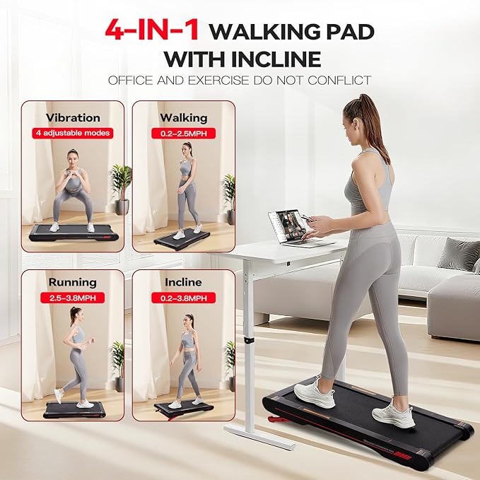 Sperax Walking Treadmill Pad with APP, 3 in 1 Under Desk Treadmill, 400W Low Noise Walking Vibration Pad with Remote Control,Portable Treadmills for Home Office