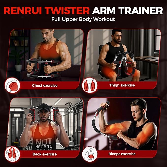 Twister Arm Trainer, Chest Workout Equipment for Men & Women Adjustable 5 Resistance Levels (40-130 lbs), Ergonomic Home Gym Strength Trainer with Anti-Slip Handles & Carry Bag