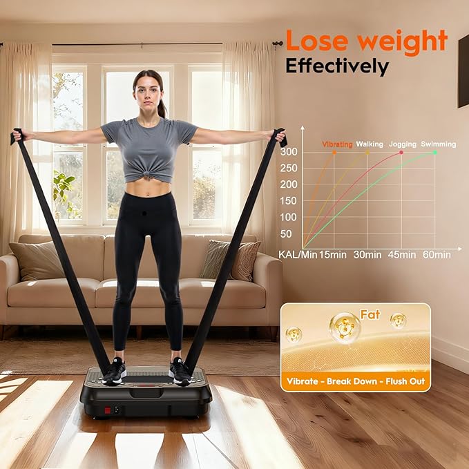 Vibration Plate Exercise Machine, Vibrating Plate for Lymphatic Drainage, 400 Lbs Capacity 250 Speed Levels Whole Body Fat Burner Weight Loss Shake Board, Vibrate Platform Machine