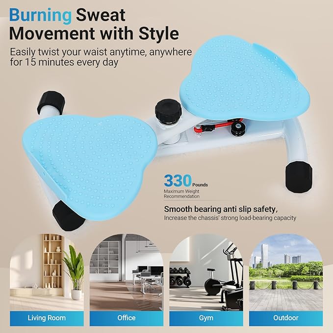 Waist Twister Machine with Resistance Bands-Slim Waist & Core Ab Exercise Board, 300 lbs Weight Capacity, Noiseless Home Gym Equipment for Women Men